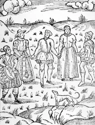 Dancing with a Drummer, from The Doome warning all men to the Judgement by Stephen Bateman, 1581