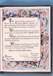 Dedication from an address presented by Sheffield Football Association to William Pierce-Dix on the occasion of his retirement as Secretary, 1882