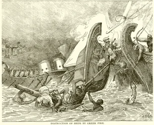 Destruction of Ships by Greek Fire