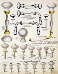 Door handles, from a trade catalogue of domestic goods and fittings, c.1890-1910
