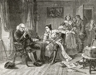 Dr Samuel Johnson reading the manuscript of 