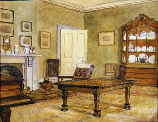 Drawing room interior with china collection