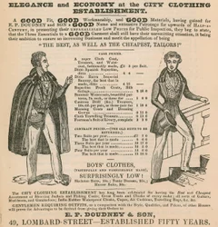 Elegance and economy at the City Clothing Establishment; E P Doudney & Son, 49 Lombard Street, London