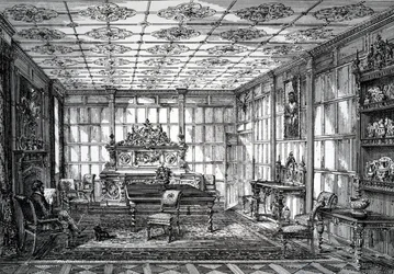 Elizabethan Dining Room, published in The House-Furnisher & Decorator, October 1 1872