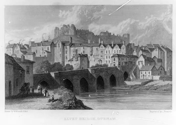 Elvet Bridge, Durham, engraved by Frances after W. Westall, 1829