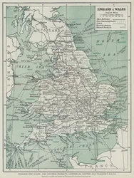 England and Wales, Map Showing Products, Commercial Centres and Transport Routes