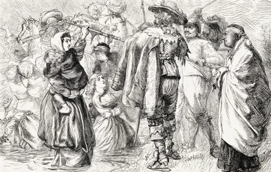 English Protestants being drowned by Irish Catholics during the Irish Rebellion of 1641, c.1865