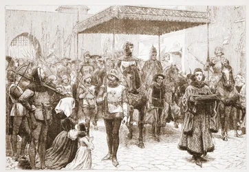 Entrance of Pope John into Constance, illustration from The History of Protestantism by James Aitken Wylie, 1878