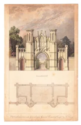 Entrance to Highgate Cemetery published by The Lady Magazine, circa 1839