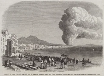 Eruption of Mount Vesuvius near the Foot of the Hill, between Resina and Torre del Greco, as seen from the Marinella at Naples
