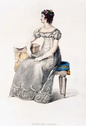 Evening dress, fashion plate from Ackermann