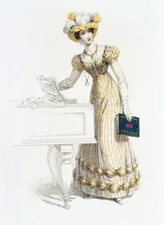 Evening dress, fashion plate from Ackermann