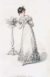 Evening dress, fashion plate from Ackermann