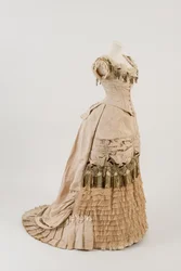 Evening Dress of Dark Cream Ribbed Silk
