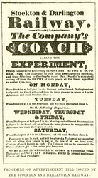 Facsimile of Advertisement Bill Issued by the Stockton and Darlington Railway