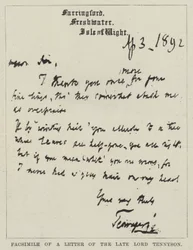 Facsimile of a Letter of the late Lord Tennyson