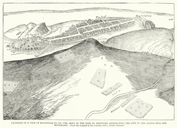 Facsimile of a View of Edinburgh in 1544, the Army of the Earl of Hertford approaching the City by the Calton Hill and Watergate