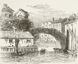Fleet Bridge, London in the 17th century, from 
