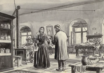 Florence Nightingale working at the hospital in Scutari