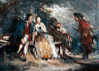 Four Figures, Two of Them Lovers, in Conversation, c.1800