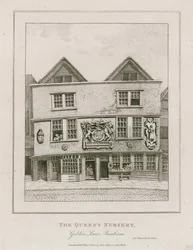 Front of the Fortune Theatre, as it looked in 1800 after having been turned into a shop