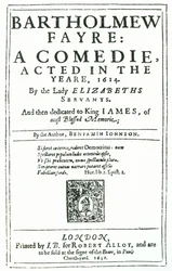 Frontispiece to Bartholomew Fayre: A Comedie by Benjamin Jonson, 1631