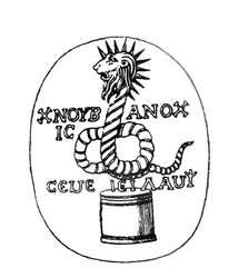 Gem portraying the Egyptian Gnostic solar icon of Chnoubis