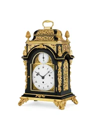 George III Ormolu-Mounted Ebonised Striking and Musical Eight-Day Table Clock of Small Size, c.1765