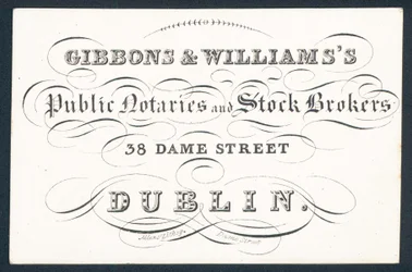 Gibsons & Williams public notaries and stock brokers, trade card