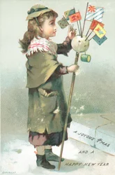 Girl waving with flags