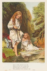 Girls bathing in a stream