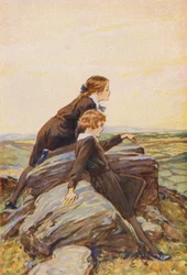 Girls on a rocky hilltop