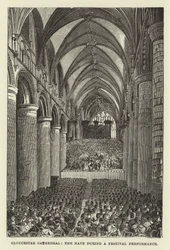 Gloucester Cathedral, the nave during a festival performance