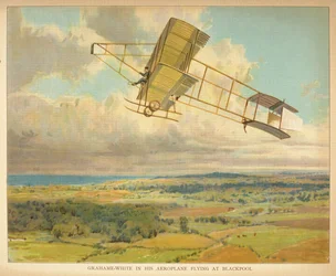 Grahame-White in His Aeroplane Flying to Blackpool. Little People