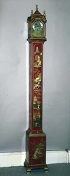 Grandmother Clock, Decorated with Gilt Chinoiserie, Domed Hood and Brass Dial by Samuel Short