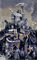 Greek Degeneracy - Croesus on the Funeral Pile (illustration from The Illustrated History of the World, published c.1880)