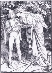 Guenevere sends her page to Lancelot for help, illustration from 
