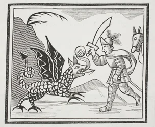 Guy and the Northumbrian Dragon, illustration from Chap-books of the Eighteenth Century by John Ashton, pub. 1882