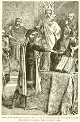 Harold Swearing to Uphold the Right of the Duke of Normandy to the Throne of England--Types and Manners