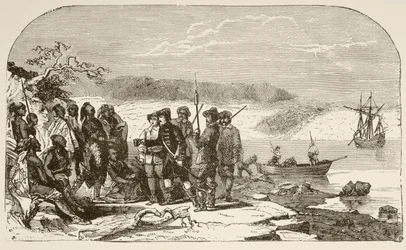 Henry Hudson Offers Liquor to the Indians in 1609