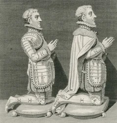 Henry Stuart, Lord Darnley and his brother Charles Stuart, Earl of Lennox, kneeling before their mother