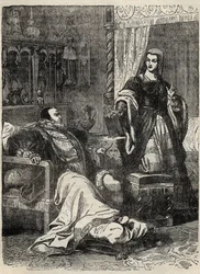 Henry VIII and Queen Catherine Parr (1512-1548) - engraving from 