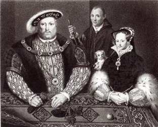 Henry VIII, His Daughter Queen Mary and Will Somers, After a 16th Century Oil Painting, Painted Posthumously, 1821