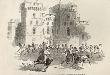 Her Majesty and Her Illustrious Visitors and Suite Leaving Windsor Castle for Ascot Races, from 