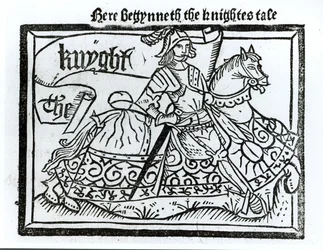 Here Begynneth the Knightes Tale, Illustration from The Canterbury Tales by Geoffrey Chaucer (c.1345-1400) Printed by William Caxton (c.1422-91) 1434