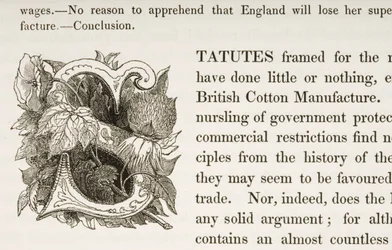 Historiated Initial S, from a Book on British Cotton Manufacturing