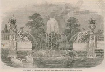 Improvements of the Serpentine - Fountain in course of construction in the Italian Garden