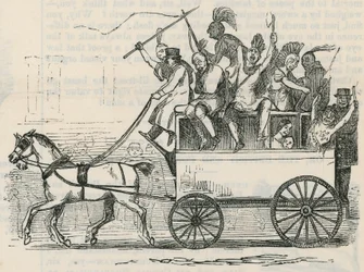 Indians from the Ojibbeway tribe in a London bus