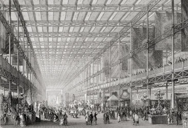 Interior of The Great Industrial Exhibition of 1851 in Hyde Park from Cyclopaedia of Useful Arts & Manufactures, edited by Charles Tomlinson, c.1880s