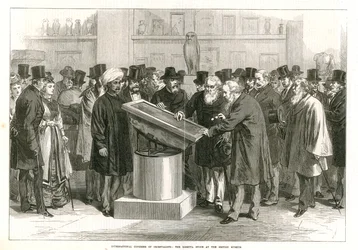 International Congress of Orientalists Examining the Rosetta Stone at the British Museum